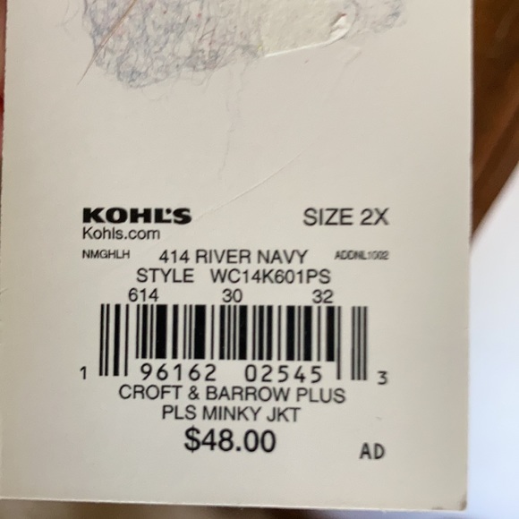 LastCall❌Croft & barrow minky zip front navy blue shirt jacket w pockets size 2X - Picture 11 of 16